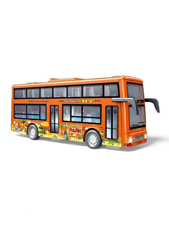 Orange - CityTourer – Double-Decker Sightseeing Bus Toy for Kids | Inertia Car Model with Openable Doors, Lights & Music Simulation LMI14907.