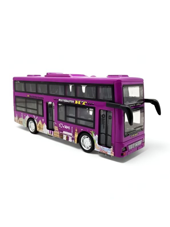 Purple - CityTourer – Double-Decker Sightseeing Bus Toy for Kids | Inertia Car Model with Openable Doors, Lights & Music Simulation LMI14907.