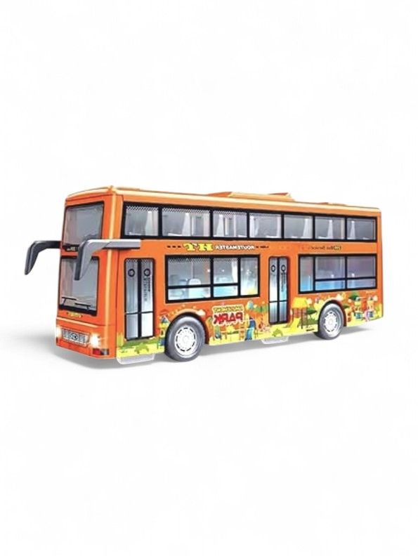 Orange - CityTourer – Double-Decker Sightseeing Bus Toy for Kids | Inertia Car Model with Openable Doors, Lights & Music Simulation LMI14907.