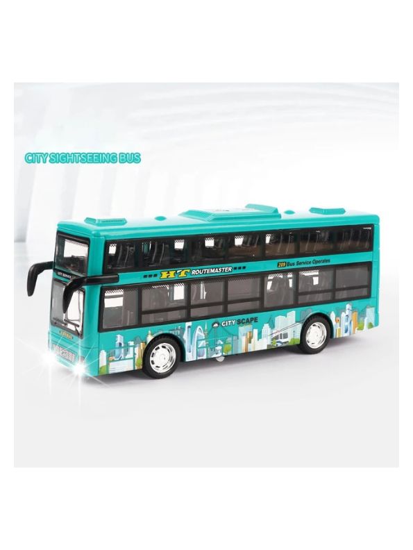 CityTourer – Double-Decker Sightseeing Bus Toy for Kids | Inertia Car Model with Openable Doors, Lights & Music Simulation LMI14907.