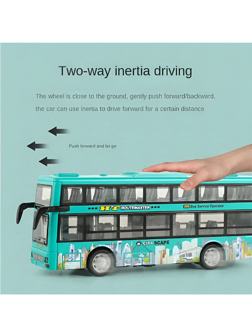 CityTourer – Double-Decker Sightseeing Bus Toy for Kids | Inertia Car Model with Openable Doors, Lights & Music Simulation LMI14907.