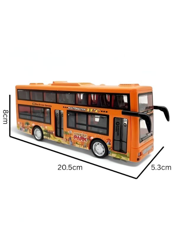 Orange - CityTourer – Double-Decker Sightseeing Bus Toy for Kids | Inertia Car Model with Openable Doors, Lights & Music Simulation LMI14907.