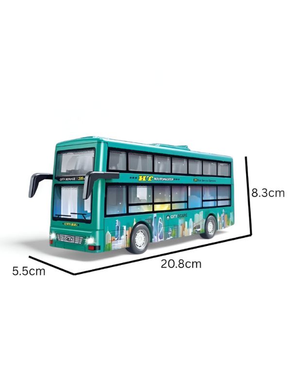 CityTourer – Double-Decker Sightseeing Bus Toy for Kids | Inertia Car Model with Openable Doors, Lights & Music Simulation LMI14907.