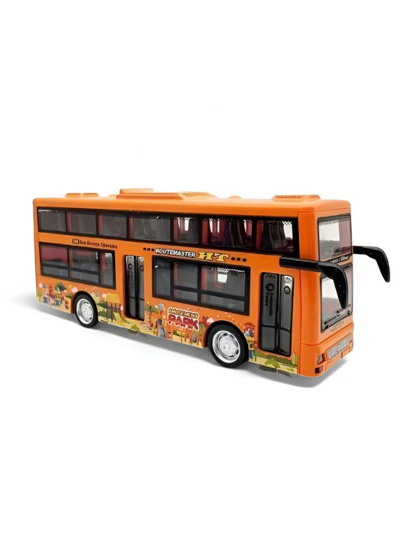Orange - CityTourer – Double-Decker Sightseeing Bus Toy for Kids | Inertia Car Model with Openable Doors, Lights & Music Simulation LMI14907.