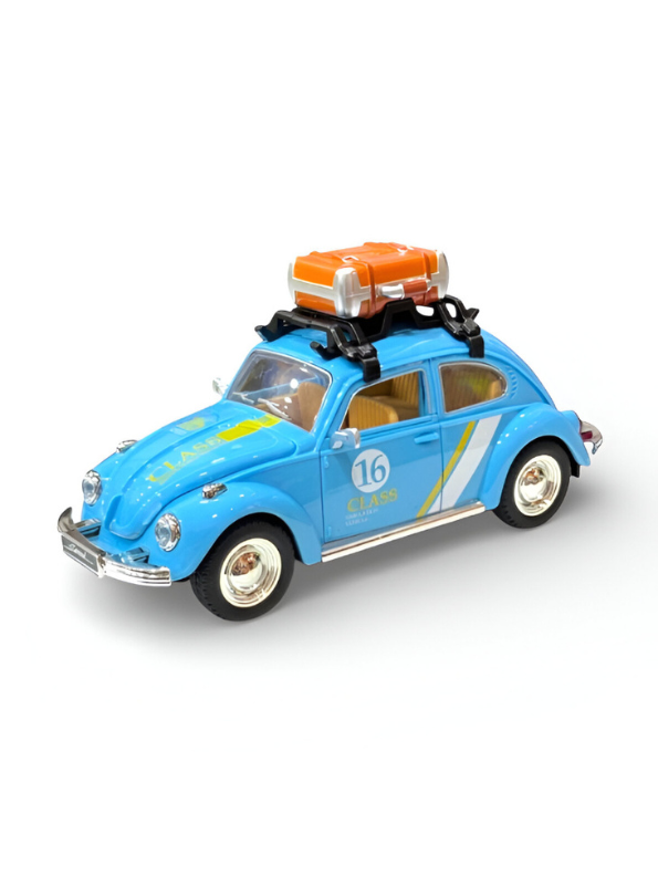 Classic Volkswagen Beetle Diecast Car 1:24 Scale with Roof Luggage