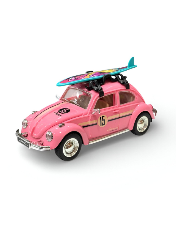 Classic Volkswagen Beetle Diecast Car 1:24 Scale with Roof Luggage Rack TV425.