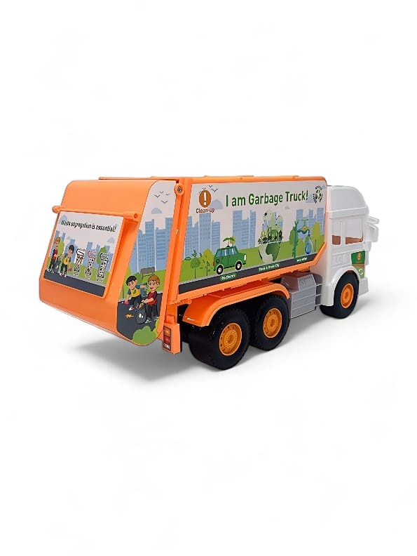 Clean City Big Size Garbage Truck Vehicles Orange (MS-M-27) - Toyloft