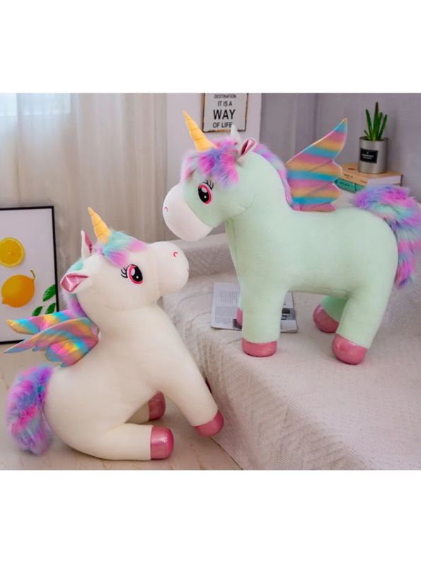 Green - Colorful Angel Unicorn Plush Toy – Soft & Magical Unicorn Doll for Kids & Gifts 8 inch - MS9099.