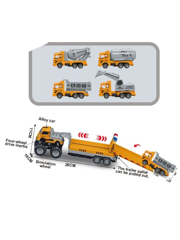 Construction Hauler – Friction Powered Construction Vehicle with Trailer for Kids NX12533.