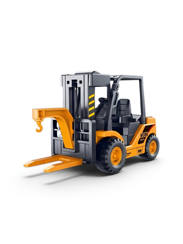 Interactive Construction Toy Forklift with Adjustable Crane Hook and Lifting Forks – Friction Powered Engineering Vehicle for Toddlers NX16736