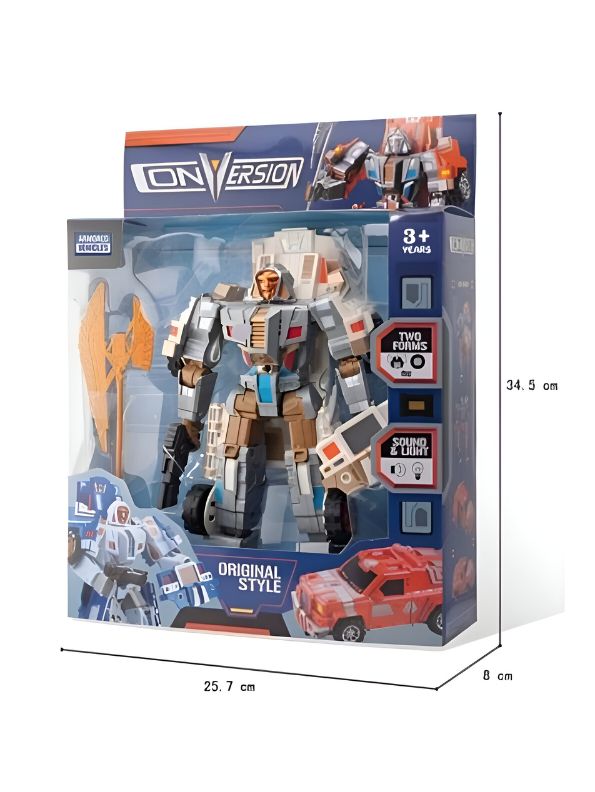 ConversionBot – Transformer Robot to Car Toy with Music for Kids | Fun Game Toy with Lights, Sounds, Realistic Design & Easy Conversion LMI15039.