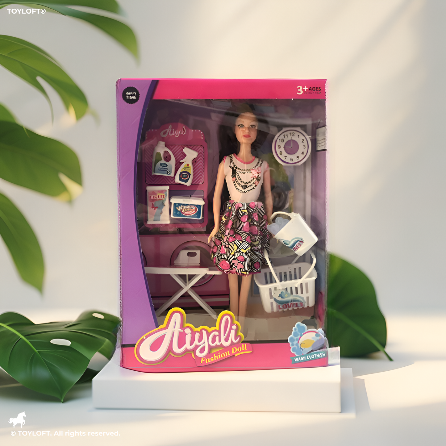 Fashion Doll Laundry Playset with Accessories – 11.5” Dress-Up Doll, Washing Machine, Ironing Board, Laundry Baskets & Detergent Toys – Pretend Play Gift for Girls Ages 3+ NX12650