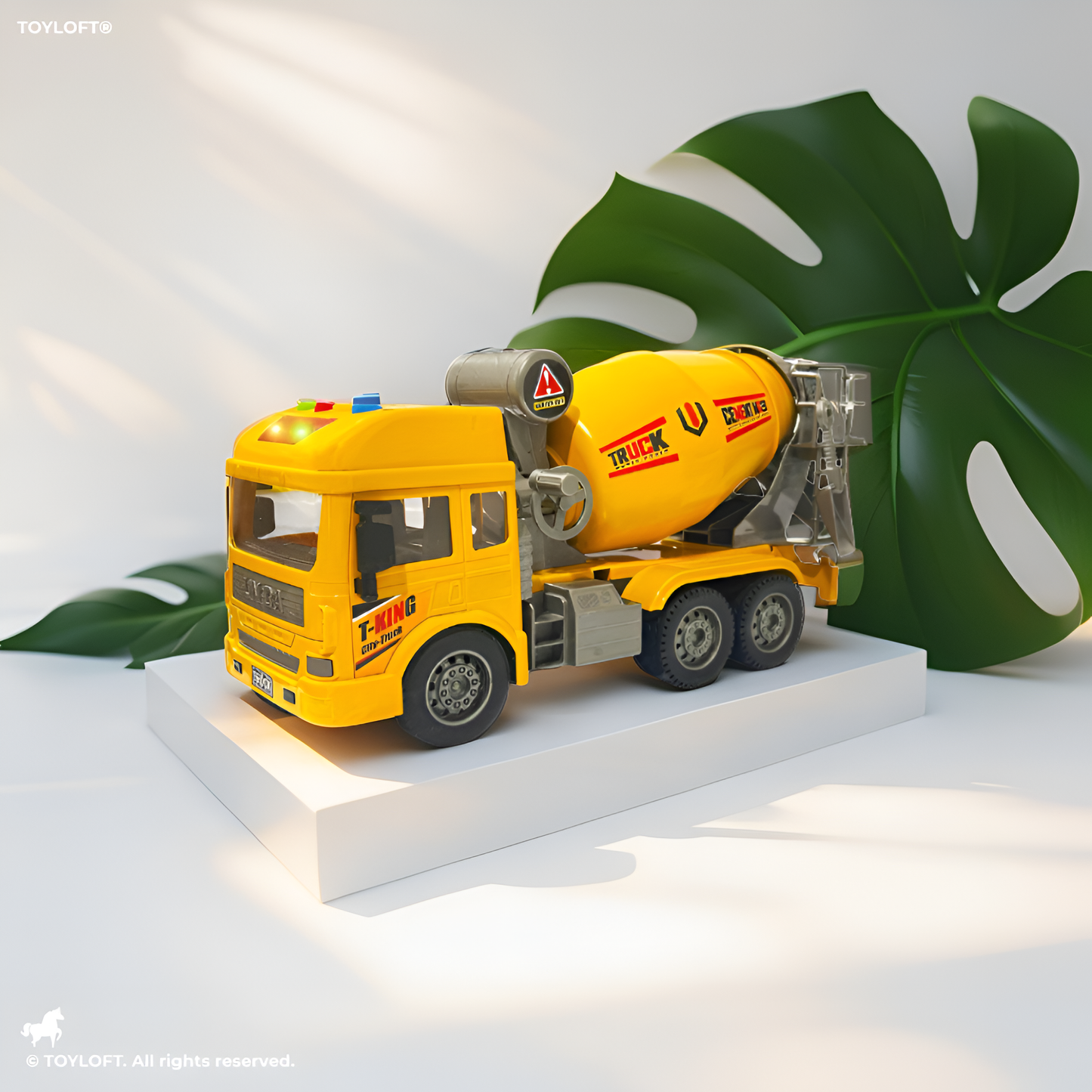 Cement Mixer Truck Toy with Lights and Sounds | Pull Back Construction Vehicle for Kids Green NX13624.