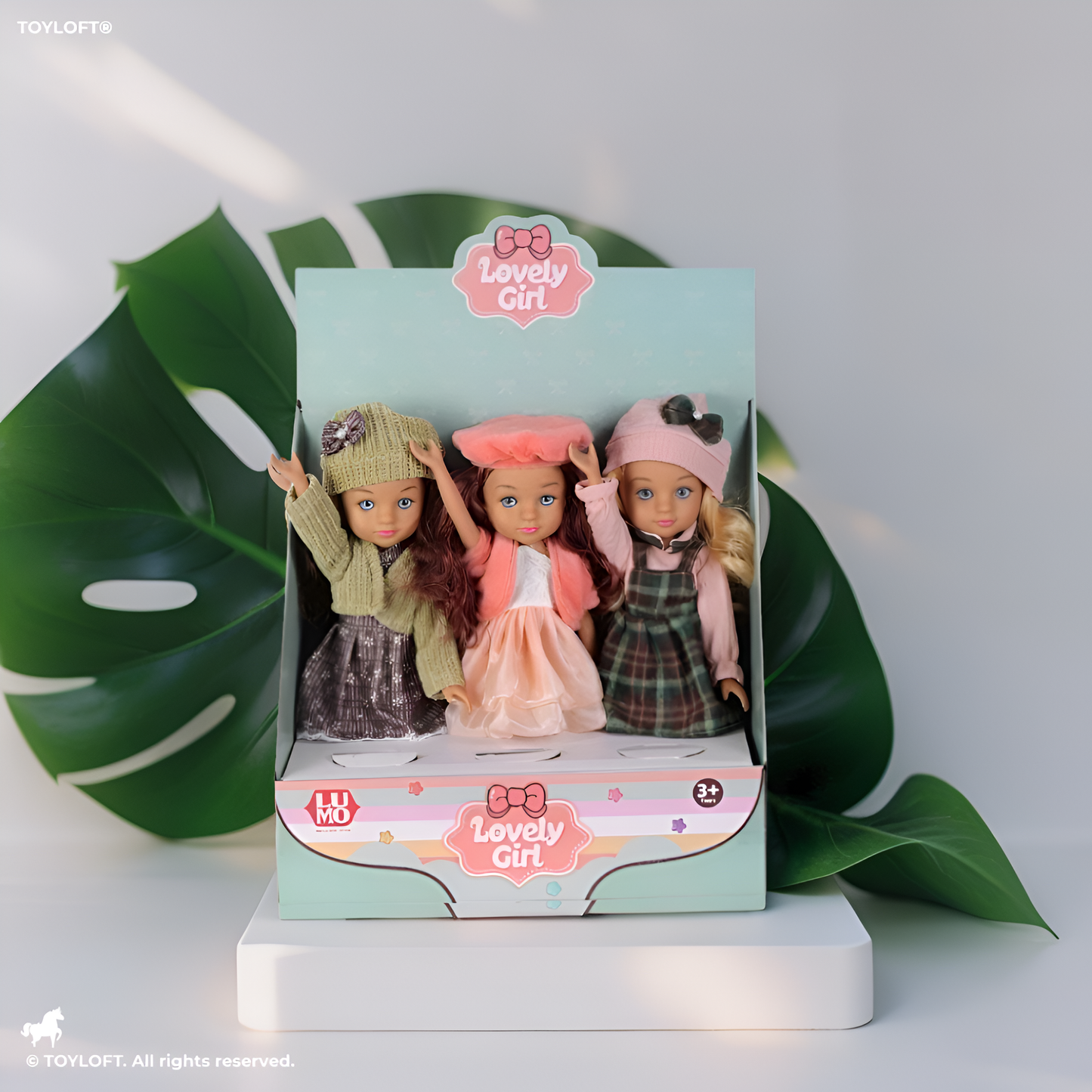 EUMO Lovely Girl 3-Pack Fashion Doll Set | Trio of Dolls with Trendy Outfits & Hats for Ages 3+ LMI15114