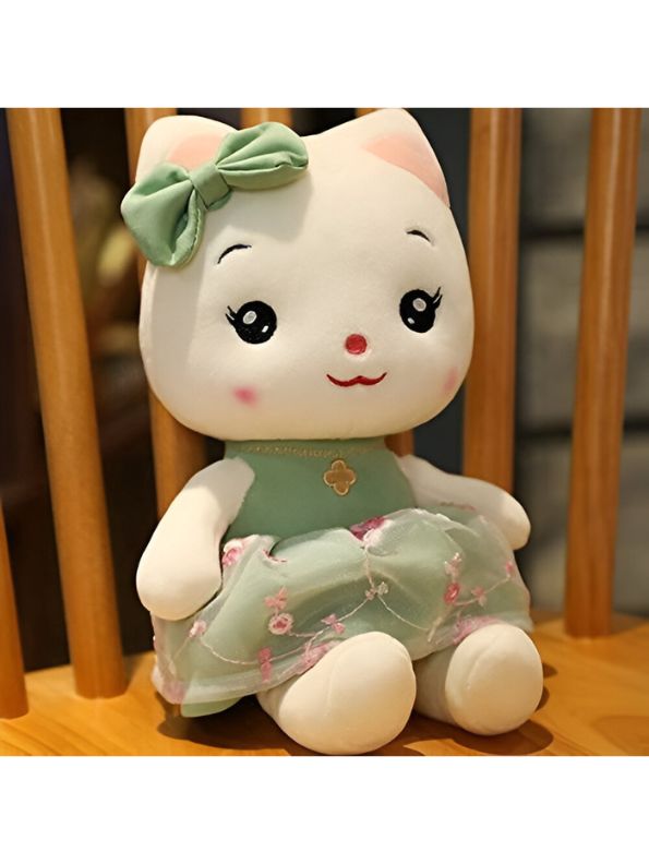 Green - Soft and Cuddly Plush Kitty – Premium Stuffed Toy for Boys and Girls | 10 inches - MS14503.