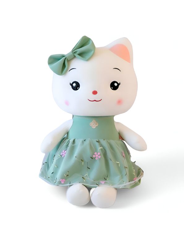 Green - Soft and Cuddly Plush Kitty – Premium Stuffed Toy for Boys and Girls | 10 inches - MS14503.