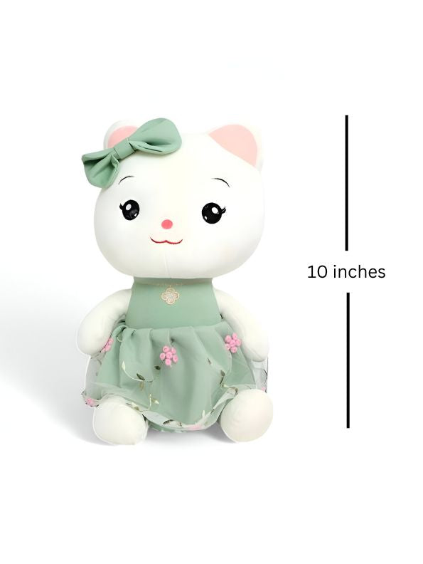Green - Soft and Cuddly Plush Kitty – Premium Stuffed Toy for Boys and Girls | 10 inches - MS14503.