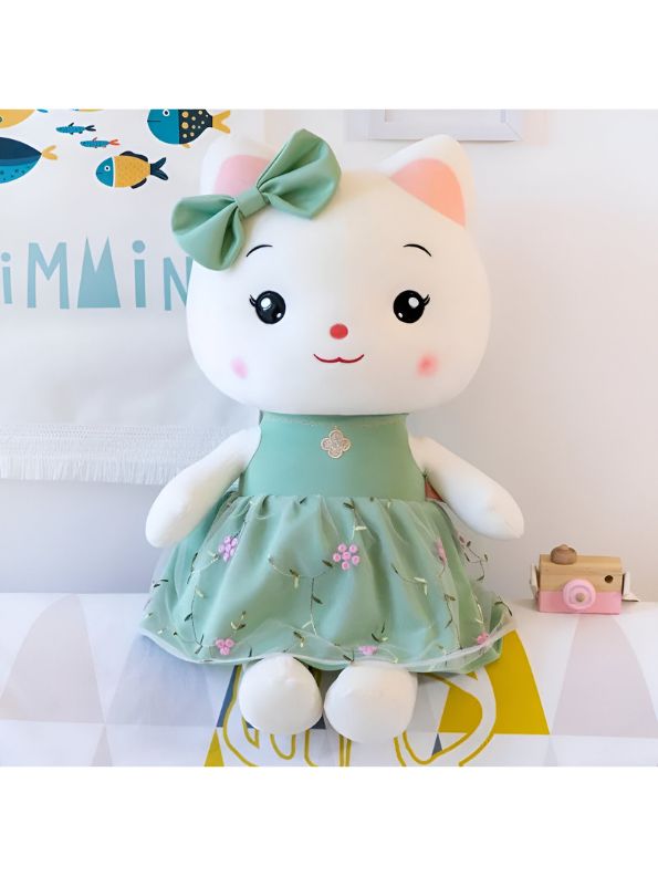 Green - Soft and Cuddly Plush Kitty – Premium Stuffed Toy for Boys and Girls | 10 inches - MS14503.