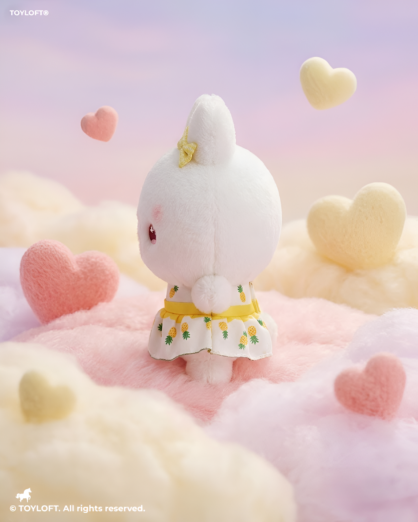Cute 8-Inch Yellow Print Bunny Rabbit Plush Toy – Soft Stuffed Animal for Kids & Collectors ST14488