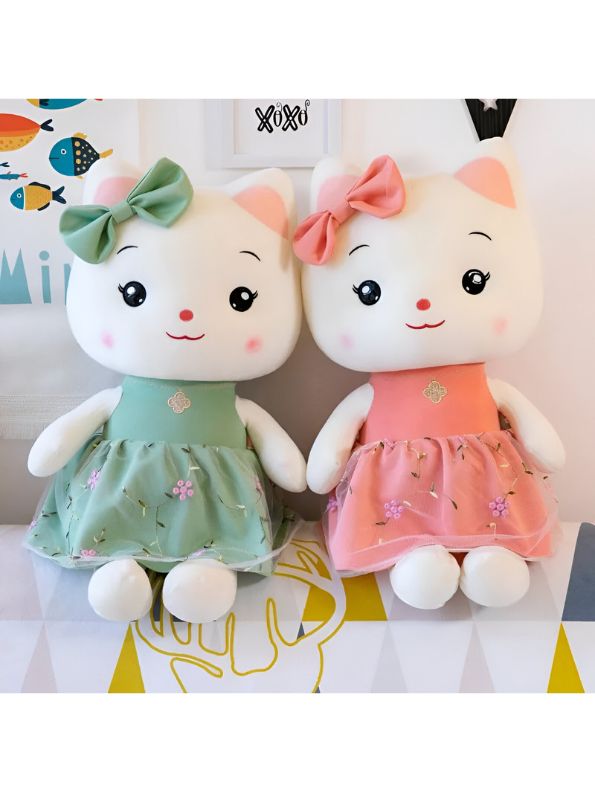 Green - Soft and Cuddly Plush Kitty – Premium Stuffed Toy for Boys and Girls | 10 inches - MS14503.