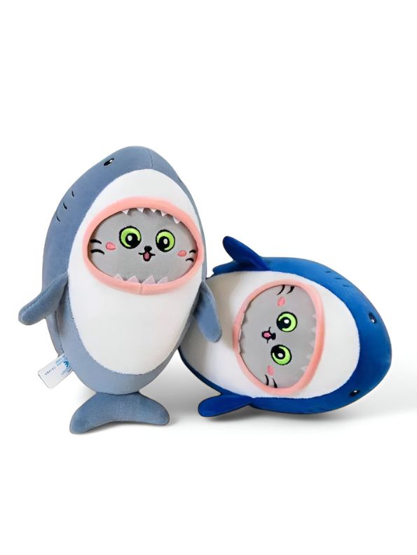 Blue - Shark Cat Plush Stuffed Animal – Soft and Fluffy Sleeping Cushion, Funny Desk Pillow, and Comforting Soft Toy for Babies & Adults - MS14138.