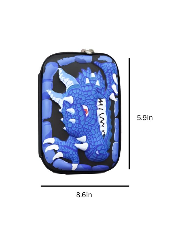 Blue - Crocster – Crocodile Face Pencil Pouch for Kids | Single Chain Case | Fun Animal Design for Colour Pens & Stationery NOV8556.