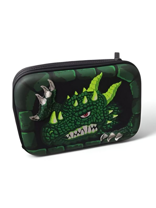 Green - Crocster – Crocodile Face Pencil Pouch for Kids | Single Chain Case | Fun Animal Design for Colour Pens & Stationery NOV8556.