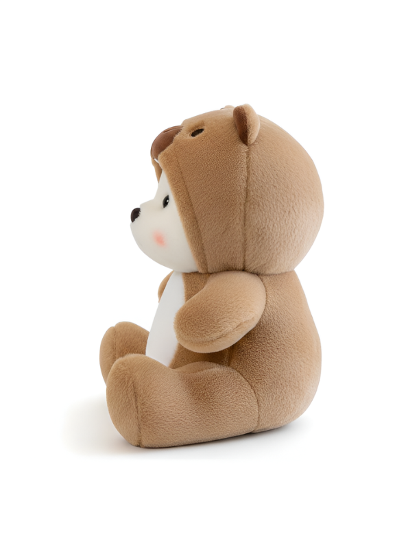 Cute 10-Inch White Bear Plush Toy Wearing Brown Bear Hoodie ST14862.