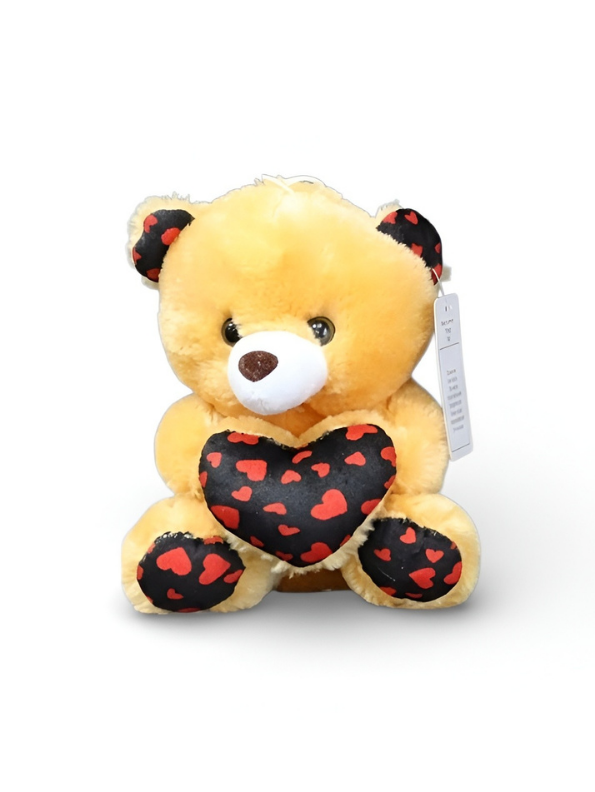 Cute 21cm Plush Stuffed Teddy with Red & Black Heart Yellow ST16170.