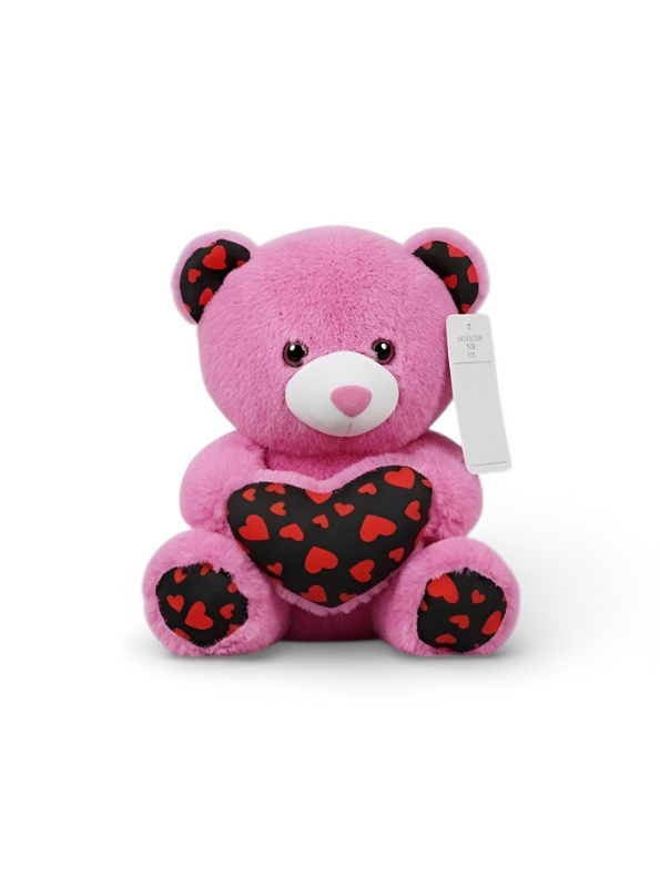 Cute 21cm Plush Stuffed Teddy with Red & Black Heart Pink ST16170.