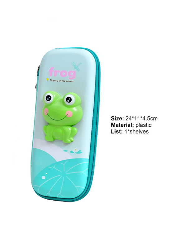 Cute 3D Frog Pencil Case for Kids | Kawaii Hard Shell Stationery Pouch with Zipper and Compartments NOVGBT-2406.