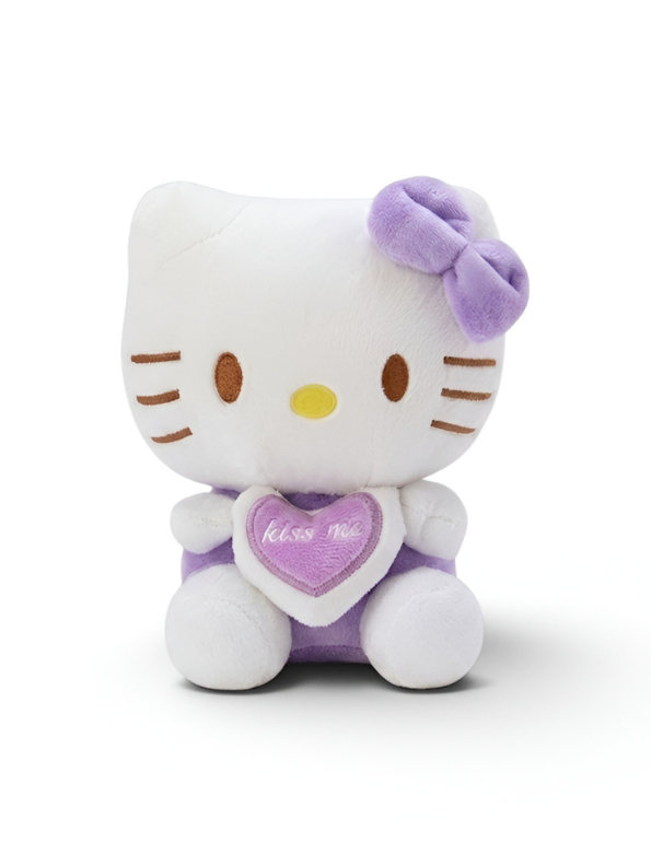 Cute 7" Hello Kitty "Kiss Me" Plush Toy – Soft Purple Heart Stuffed Animal ST11939