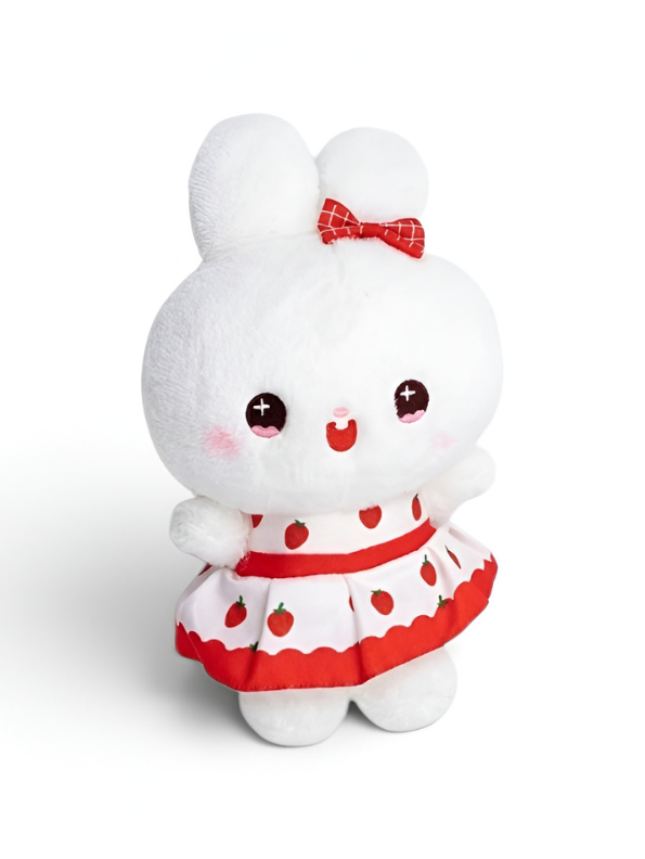 Cute 8-Inch Red Print Bunny Rabbit Plush Toy – Soft Stuffed Animal for Kids & Collectors ST14488