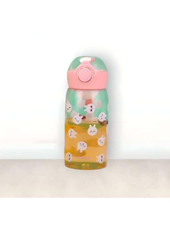 Pink - Cute Animal Printed Water Bottle for School Kids – 400ml Leakproof & Durable | Perfect for Boys & Girls NOV1720.