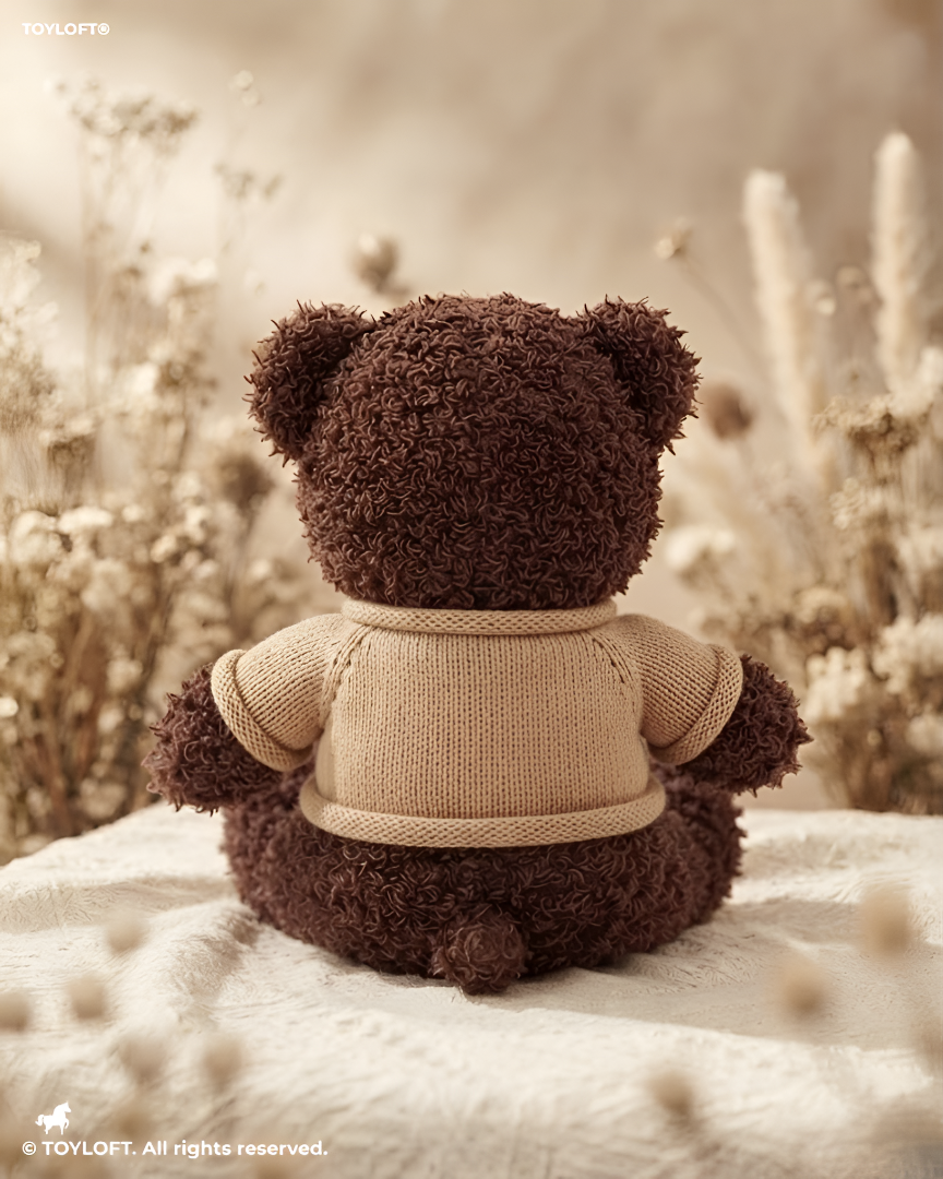Cute Brown Teddy Bear in Knitted Sweater Plush Toy | 8" Soft Toy For Kids ST14573