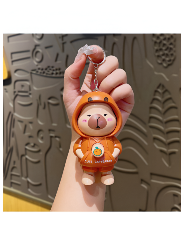 Cute Capybara Keychain - Face-Changing Figure with Hooded Design for Bags, Backpacks & Keys NOVHBC-188132.