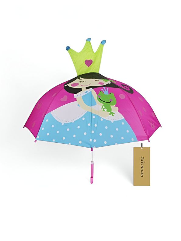 Cute Girl with Frog Umbrella and Crown on Top – 47cm Whimsical Anime-Inspired Art NOV9696.