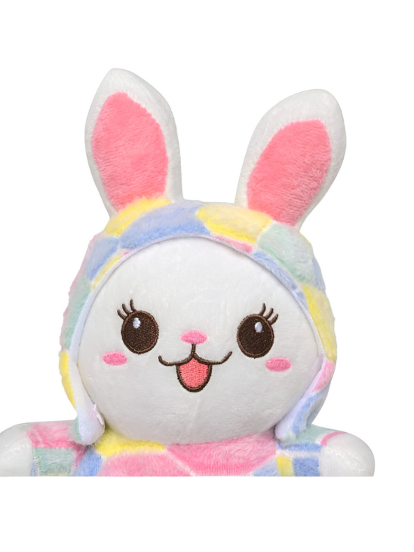 Cute Kawaii Bunny Plush Toy - Soft 8-inch Stuffed Animal Rabbit in Honeycomb Hoodie LMI11092.