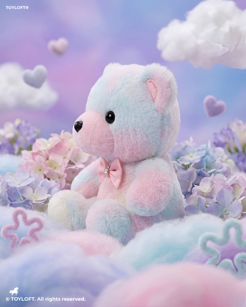 Cute Pastel Rainbow Teddy Bear 8" Soft Toy Plush with Rhinestone Bowtie ST11094
