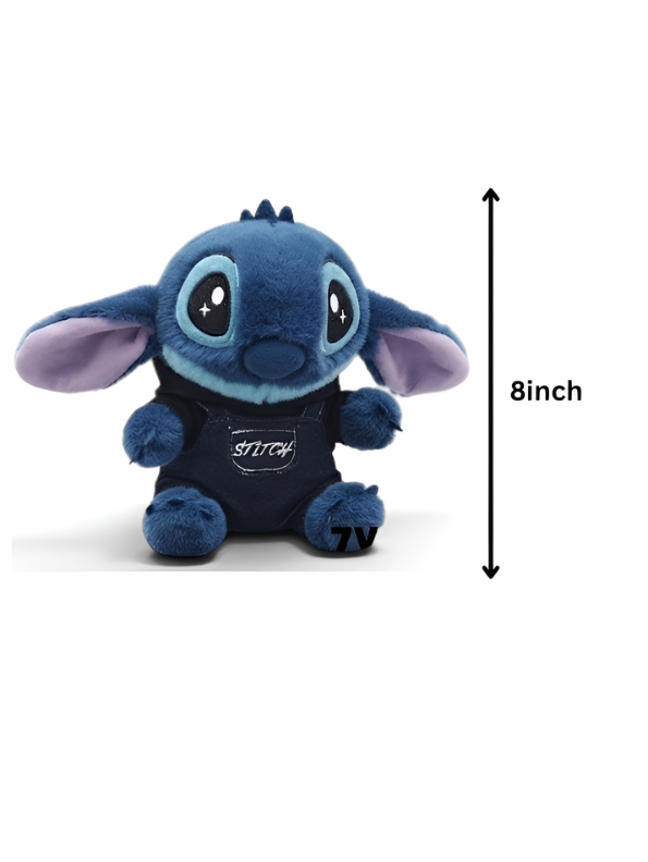 Cute Stitch Soft Plushie Wearing Denim Dungarees 8-Inch– Collectible Stuffed Animal Plush Toy ST15957