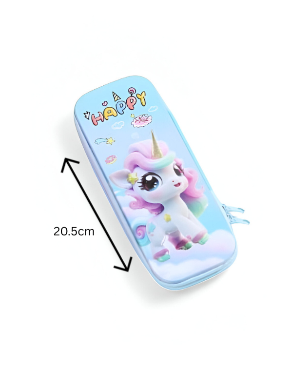 Blue - Cute Unicorn Hard Shell Pencil Case | 3D Design Stationery Pouch for Girls | Back to School Organizer Gift NOVHBC-1881229.