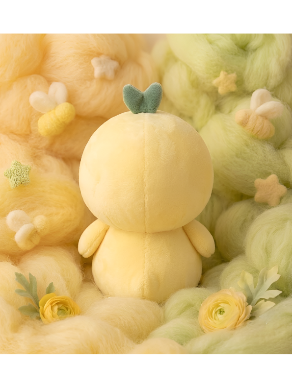 Cute Yellow Chick Plush Toy 8 Inch – Soft Duckling Stuffed Animal with Green Bow Tie ST15763.