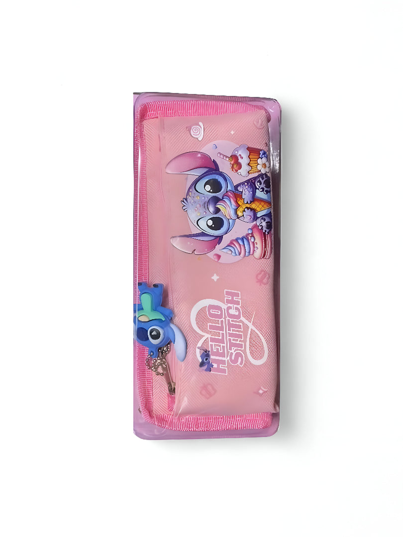 Pink - Cute Stitch Pencil Pouch & Stationery Case | Purple Disney "Hello Stitch" Pen Organizer | Zippered Kids School Supply Gift NOVHBC-1881006.