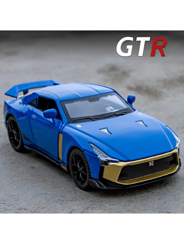 Nissan GT-R50 by Italdesign Diecast Model Car - 1/24 Scale Blue Special Edition - Collectible Toy Car with Pull-Back Action, Lights, and Sound - Perfect Gift for Car Enthusiasts LMI15124 - Free Car Inside.