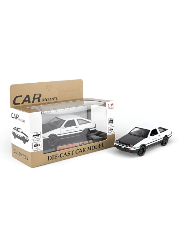 Toyota AE86 Trueno Die-Cast Car Model 1:35 Scale - White/Black Initial D Style Alloy Toy Car with Pull-Back Action, Lights & Sound LMI15620