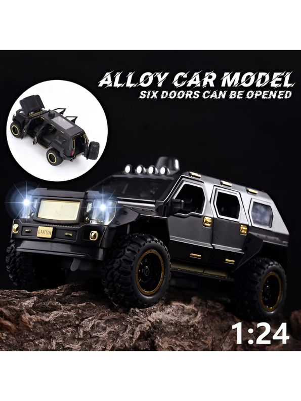 G. Patton GX Off-Road SUV Die-Cast Model Car - 1:24 Scale Alloy Toy Vehicle with Sound & Light, Pull Back Action - Desert Tan LMI14225