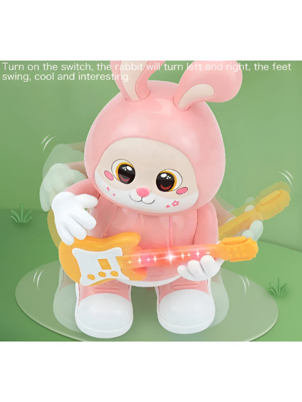Dancing Rabbit Guitarist Toy with Music and Lights – Interactive Musical Bunny Robot Toy for Toddlers, Battery Operated Walking & Singing Toy for Kids Aged 3+ LMI11196