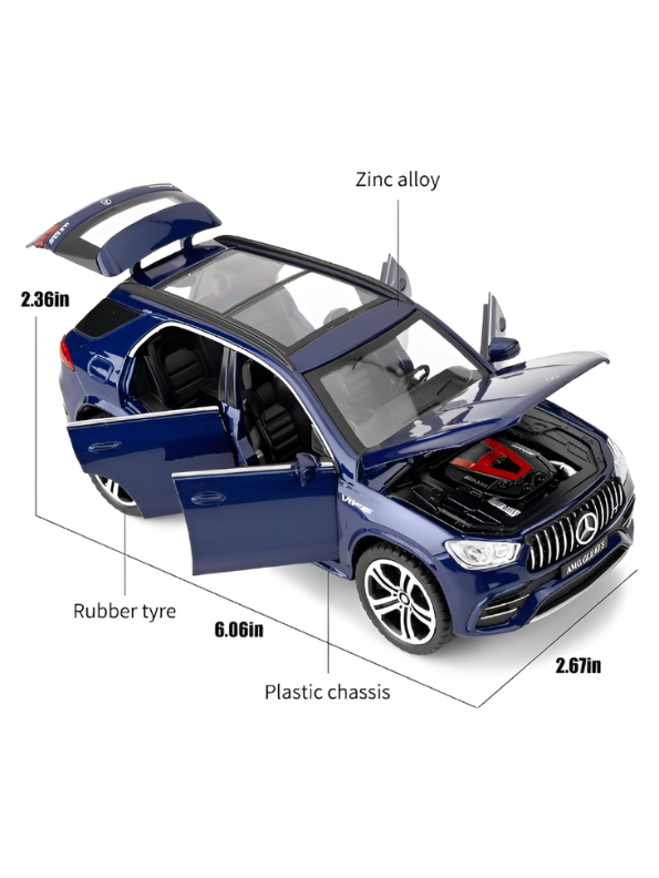 Blue Mercedes-Benz AMG GLE 63 S Diecast Model Car 1:32 Scale – Premium Metal Luxury SUV Replica with Opening Doors & Sunroof, Collectible LMI15382