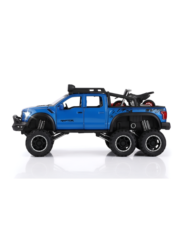 Ford Raptor F150 Metal Model 6X6 Diecast - Blue Scale 1:24 LMI14223 - Free Car Inside.