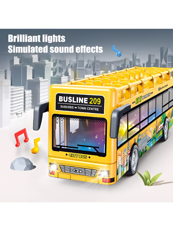Bus Model Pull Back Vehicle City Bus Toy - Yellow NX15513